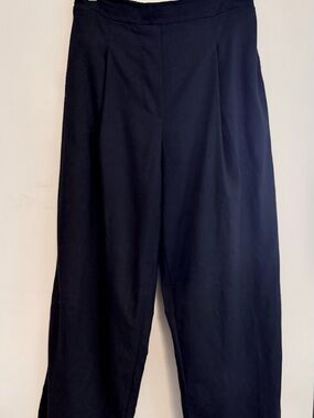 Classic High-Waist Wide-Leg Pants - navy